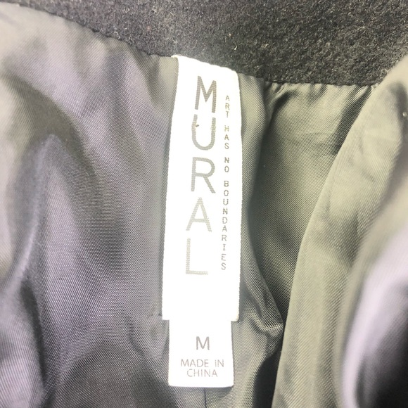 Mural Zipper Wool Trench Coat Long Sleeve City Event Layered Overcoat Modern - Picture 2 of 9